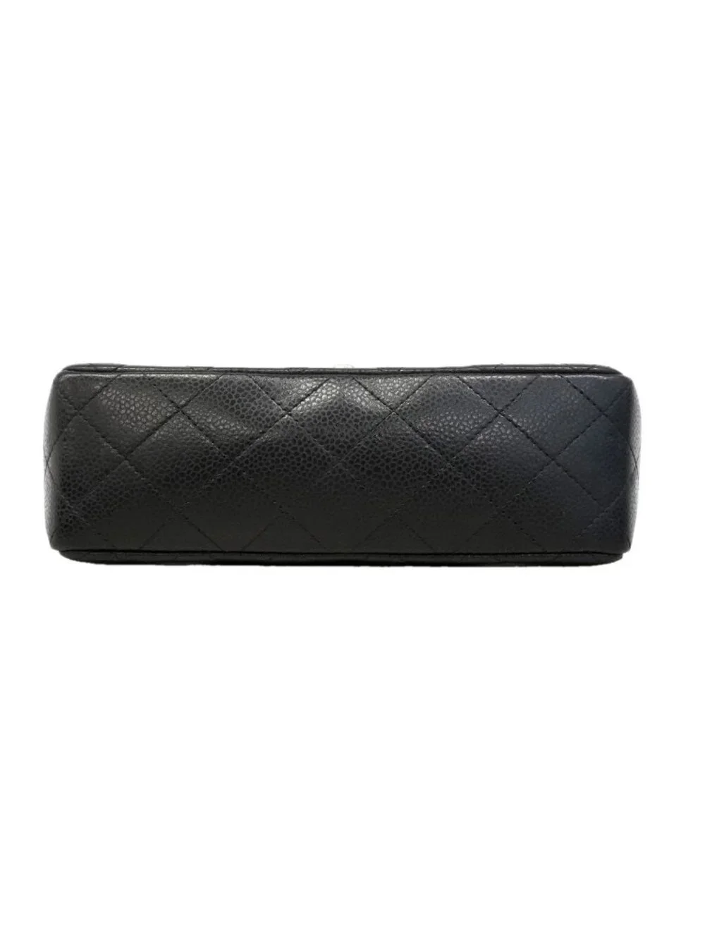 Chanel Shoulder Bag Mini Quilted Caviar Leather Black Silver